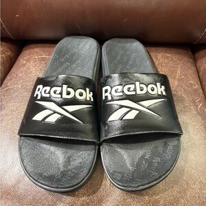 Reebok Black and White Logo Slides Men 9